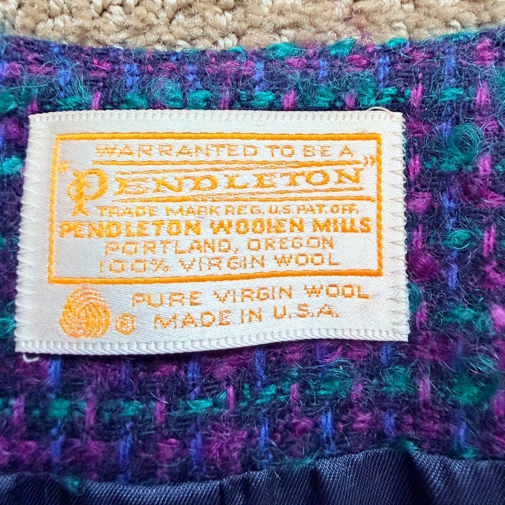 Vintage 70’s Pendleton Blue-Purple Tweed Suit Set sz 6 - Picture 3 of 10